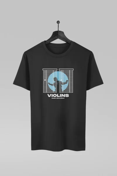 Camiseta preta com estampa da banda Violins