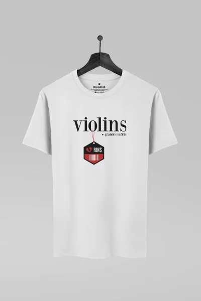 Camiseta branca com estampa da banda Violins