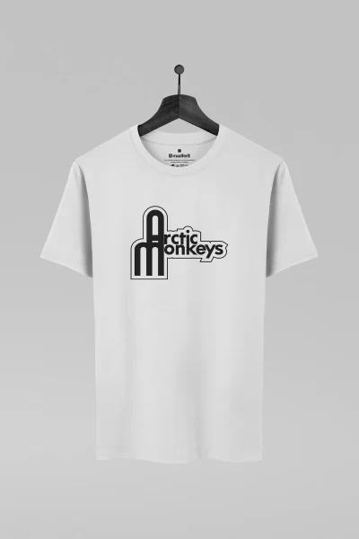 Camiseta branca com estampa da banda Arctic Monkeys