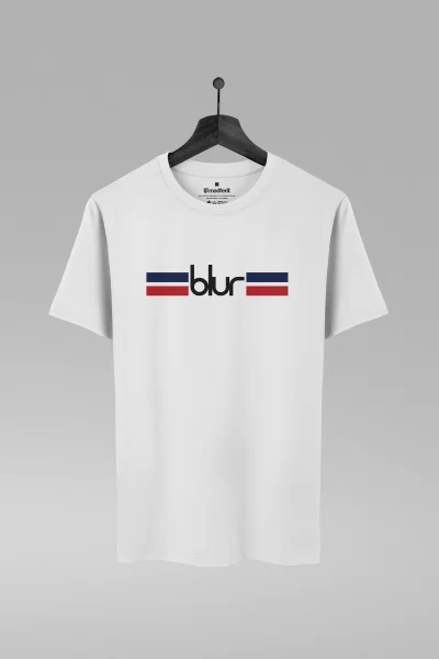 Camiseta branca com estampa da banda Blur
