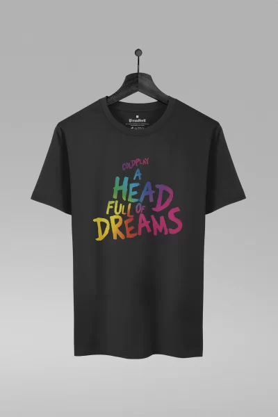 Camiseta preta com estampa da banda Coldplay