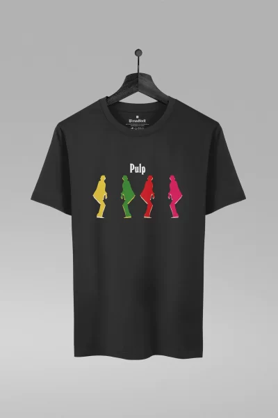 Camiseta preta com estampa da banda Pulp