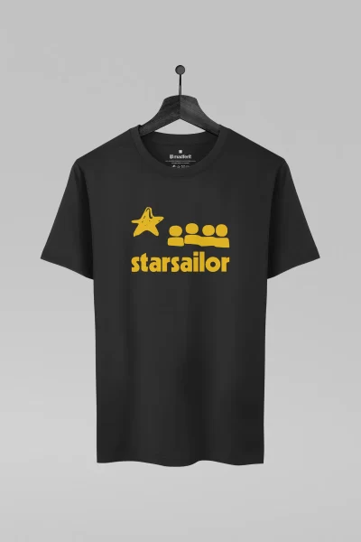Camiseta preta com estampa da banda Starsailor