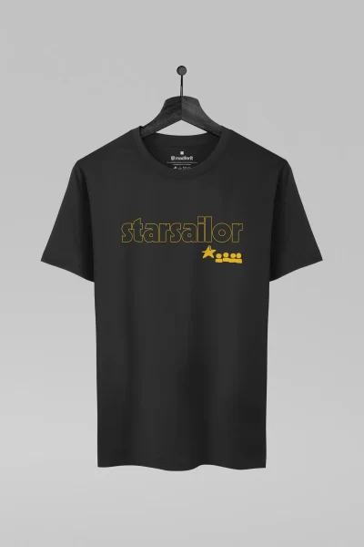 Camiseta preta com estampa da banda Starsailor