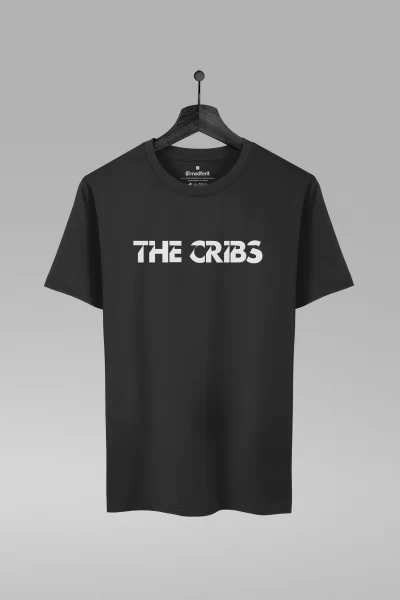 Camiseta preta com estampa da banda The Cribs