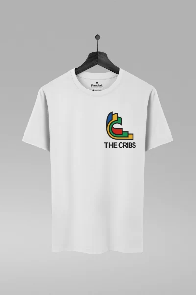 Camiseta branca com estampa da banda The Cribs