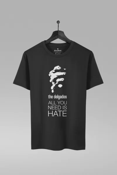 Camiseta preta com estampa da banda The delgados