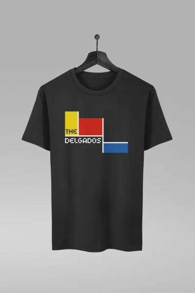 Camiseta preta com estampa da banda The Delgados