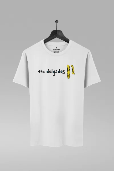 Camiseta branca com estampa da banda The Delgados
