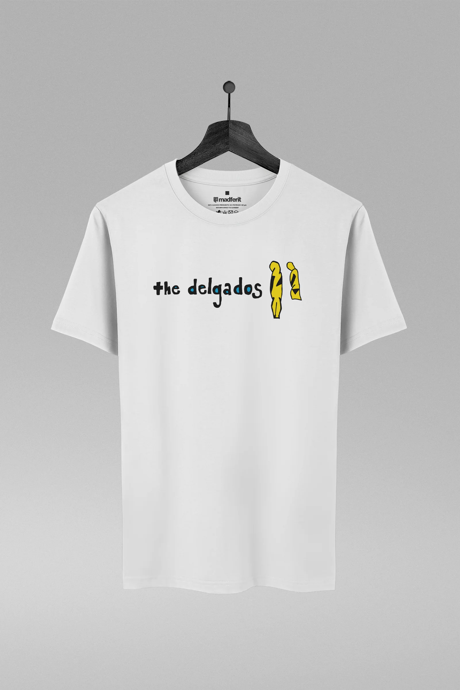 Camiseta branca com estampa da banda The Delgados