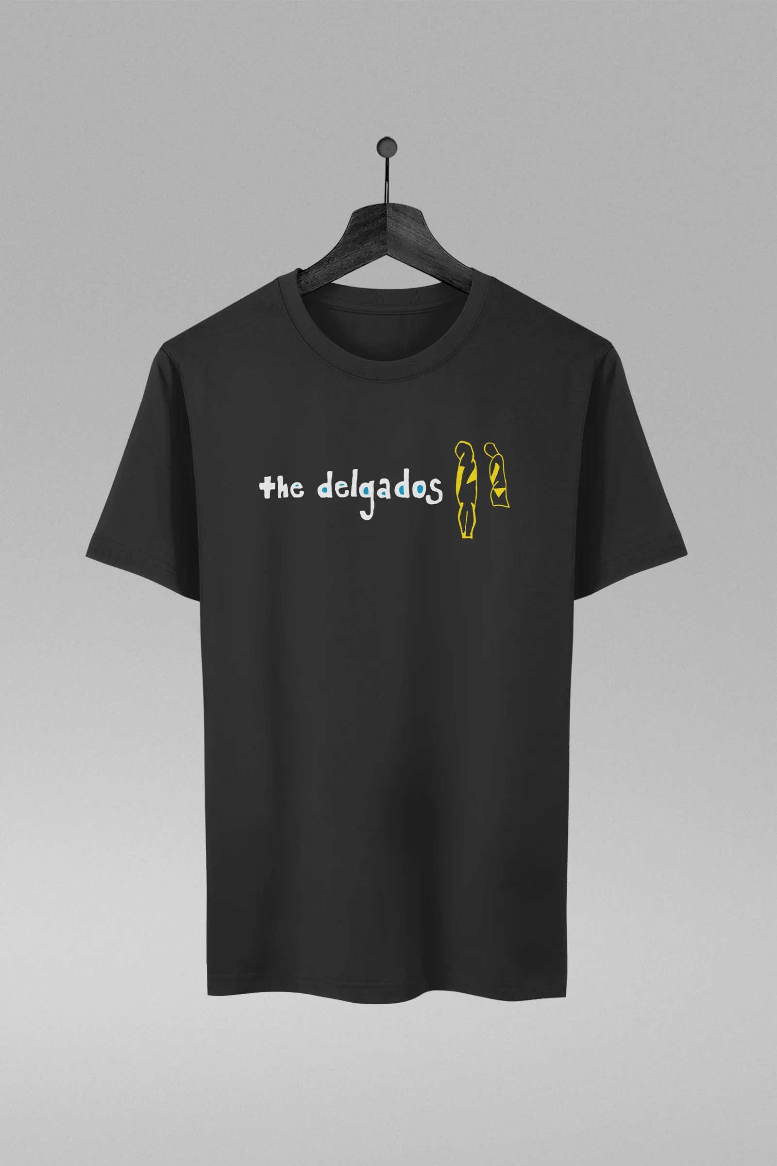 Camiseta preta com estampa da banda The Delgados