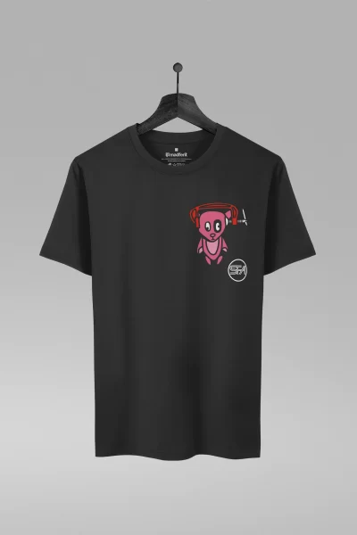 Camiseta preta com estampa da banda Super Furry Animals