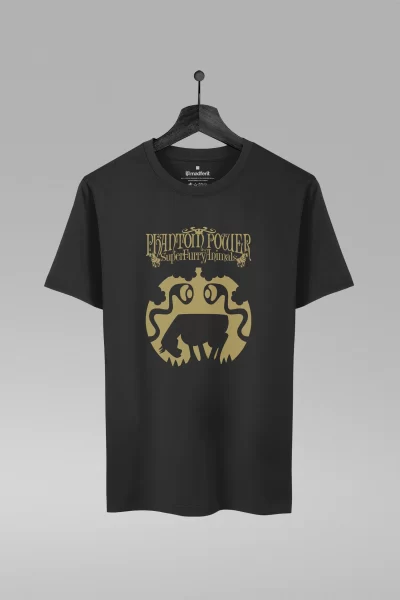 Camiseta preta com estampa da banda Super Furry Animals
