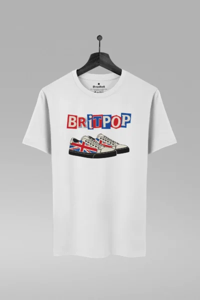 Camiseta branca com estampa Britpop