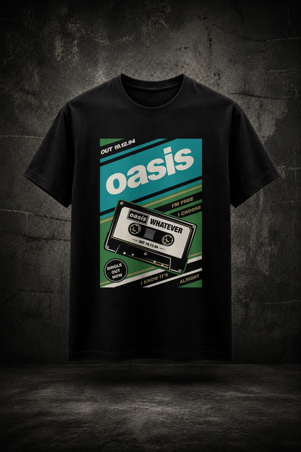 Camiseta Oasis Whatever K7 Retro Mockup