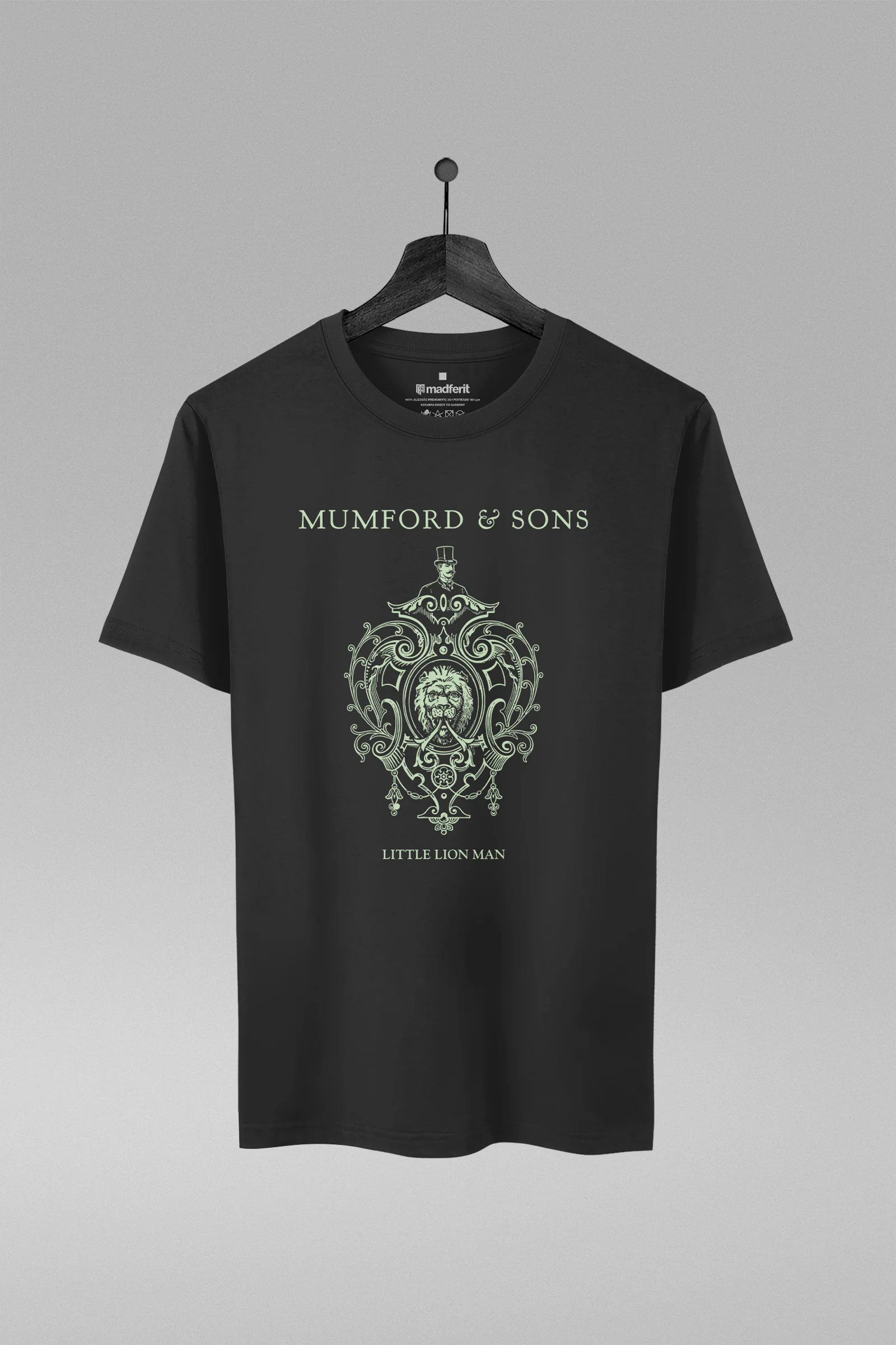 Camiseta preta com estampa Little Man Lion da banda Mumford And Sons