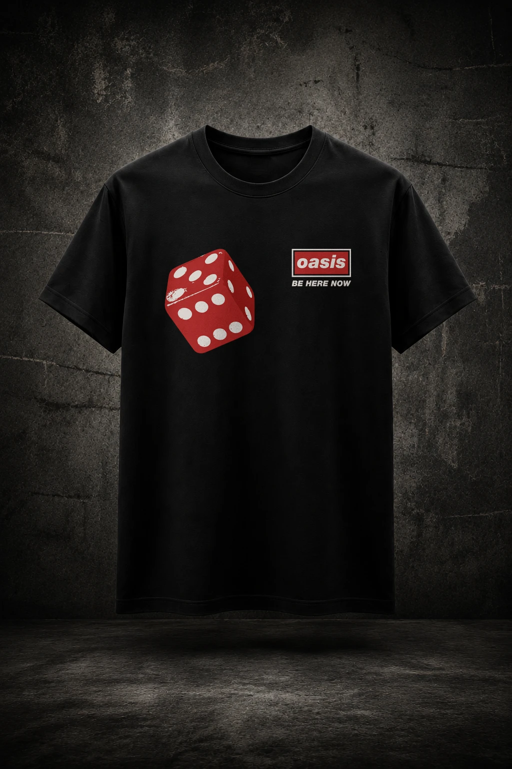 Camiseta Oasis Be Here Now Dice Mockup