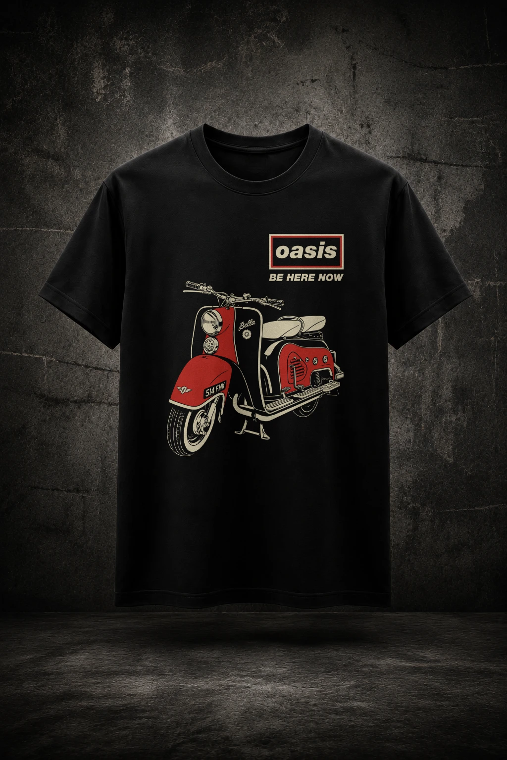 Camiseta Oasis Be Here Now Scooter Mockup
