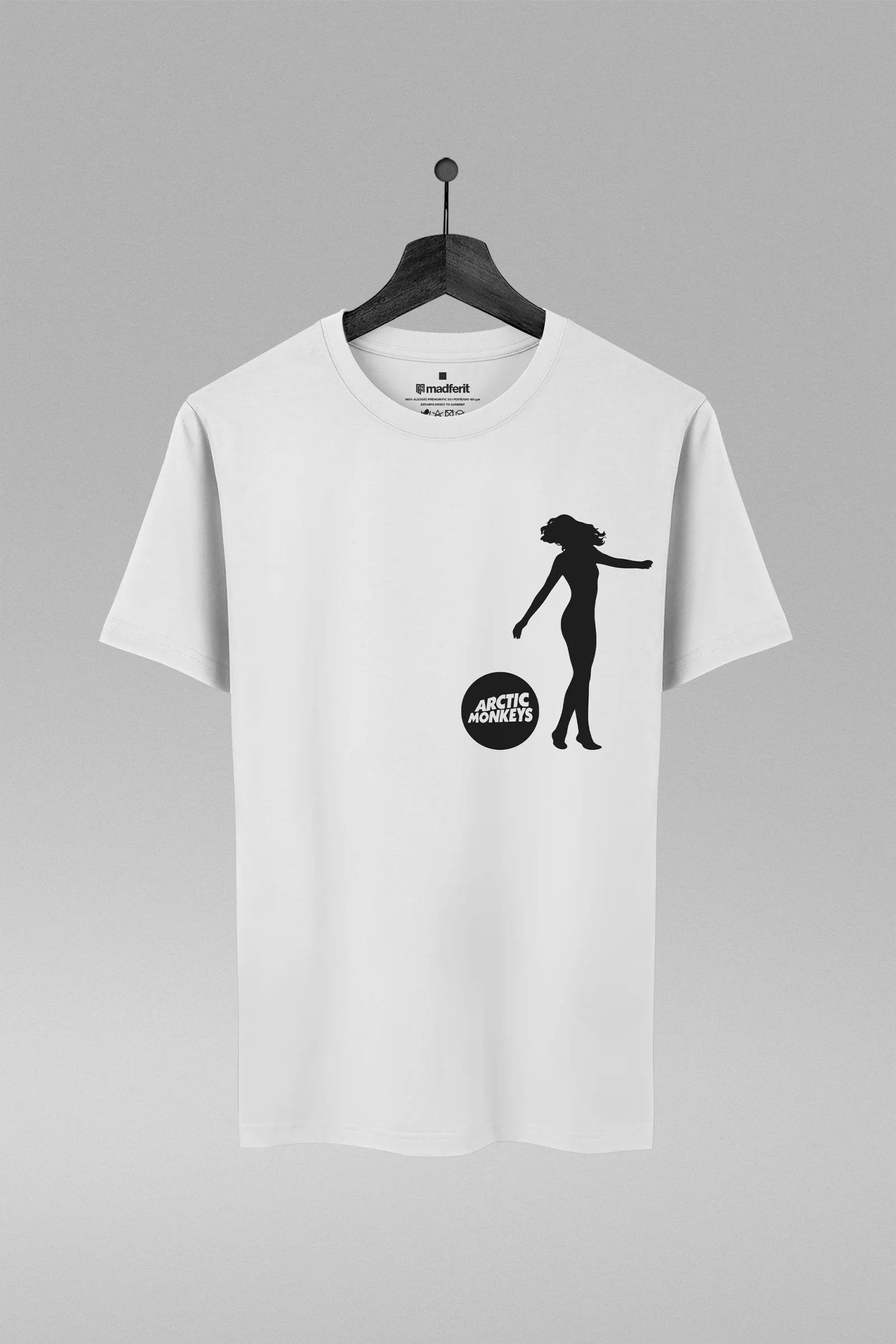 Camiseta branca com estampa da banda The Strokes