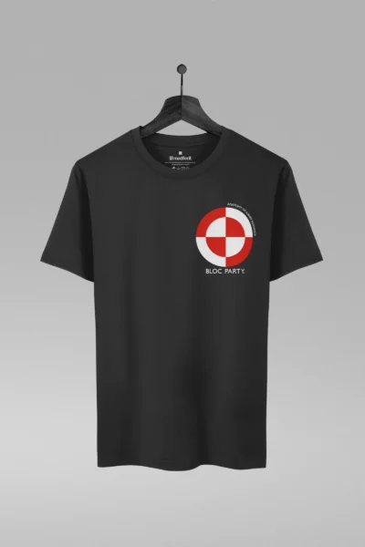 Camiseta preta com estampa da banda Bloc Party
