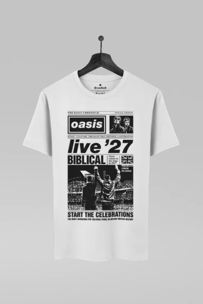 Camiseta branca com estampa Oasis Live 27