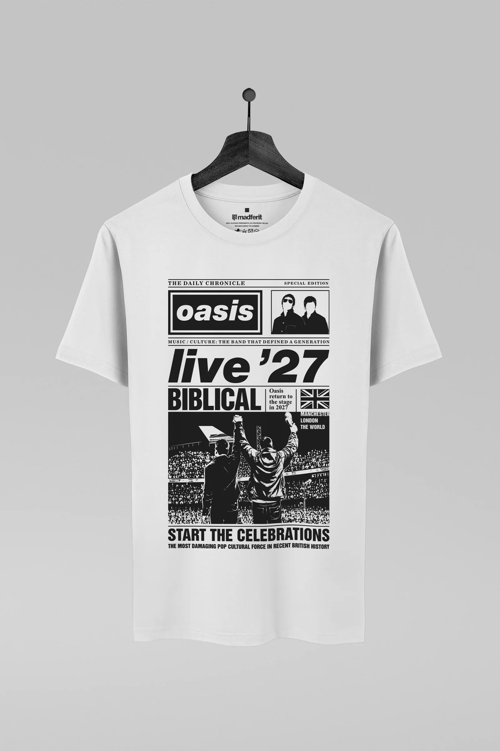 Camiseta branca com estampa Oasis Live 27