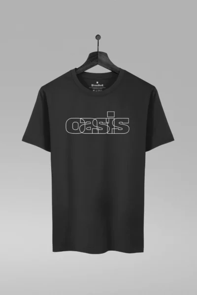 Camiseta preta da banda Oasis, com Logo 2002 Promo Heathen Chemistry