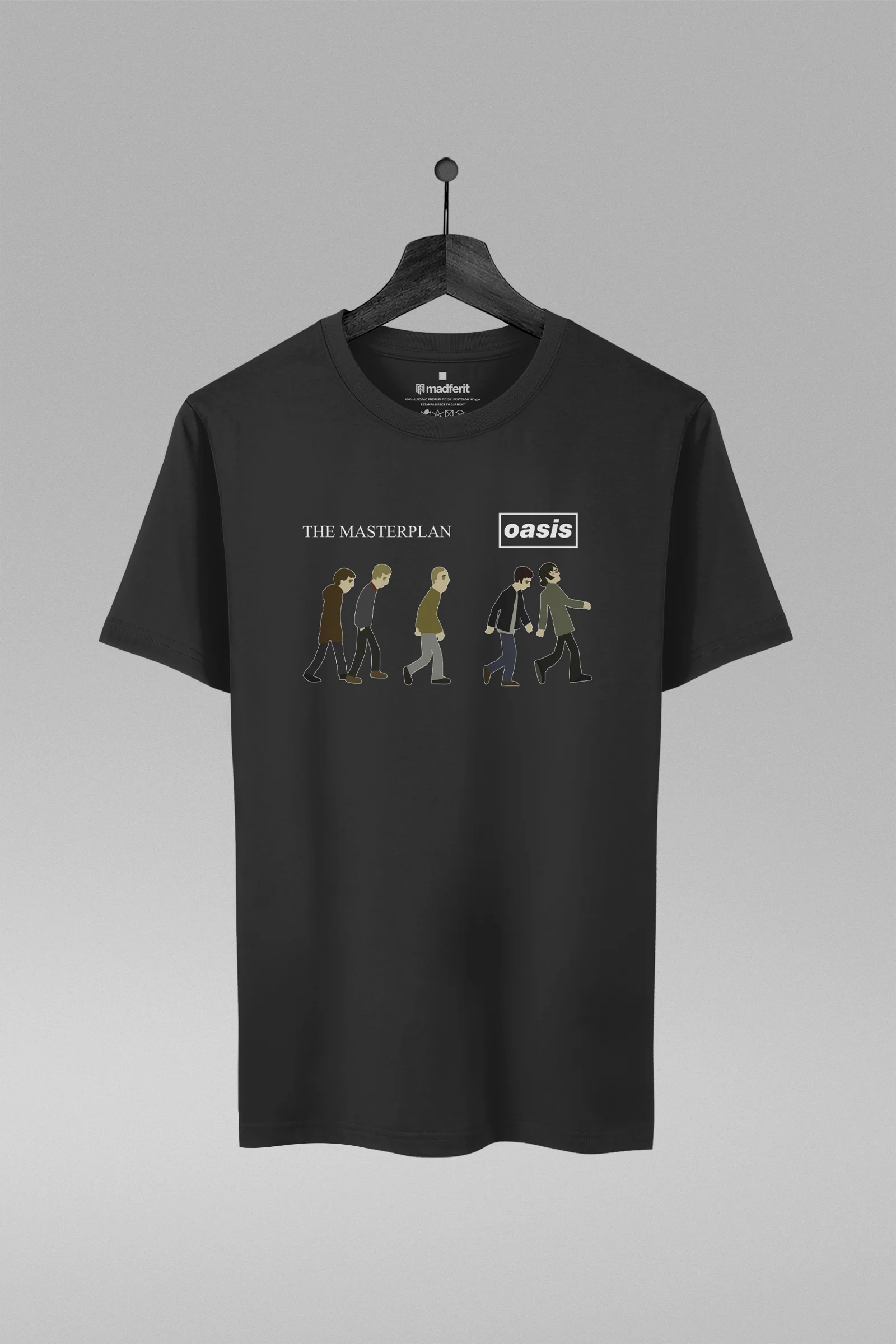 Camiseta preta com estampa The Masterplan da banda Oasis