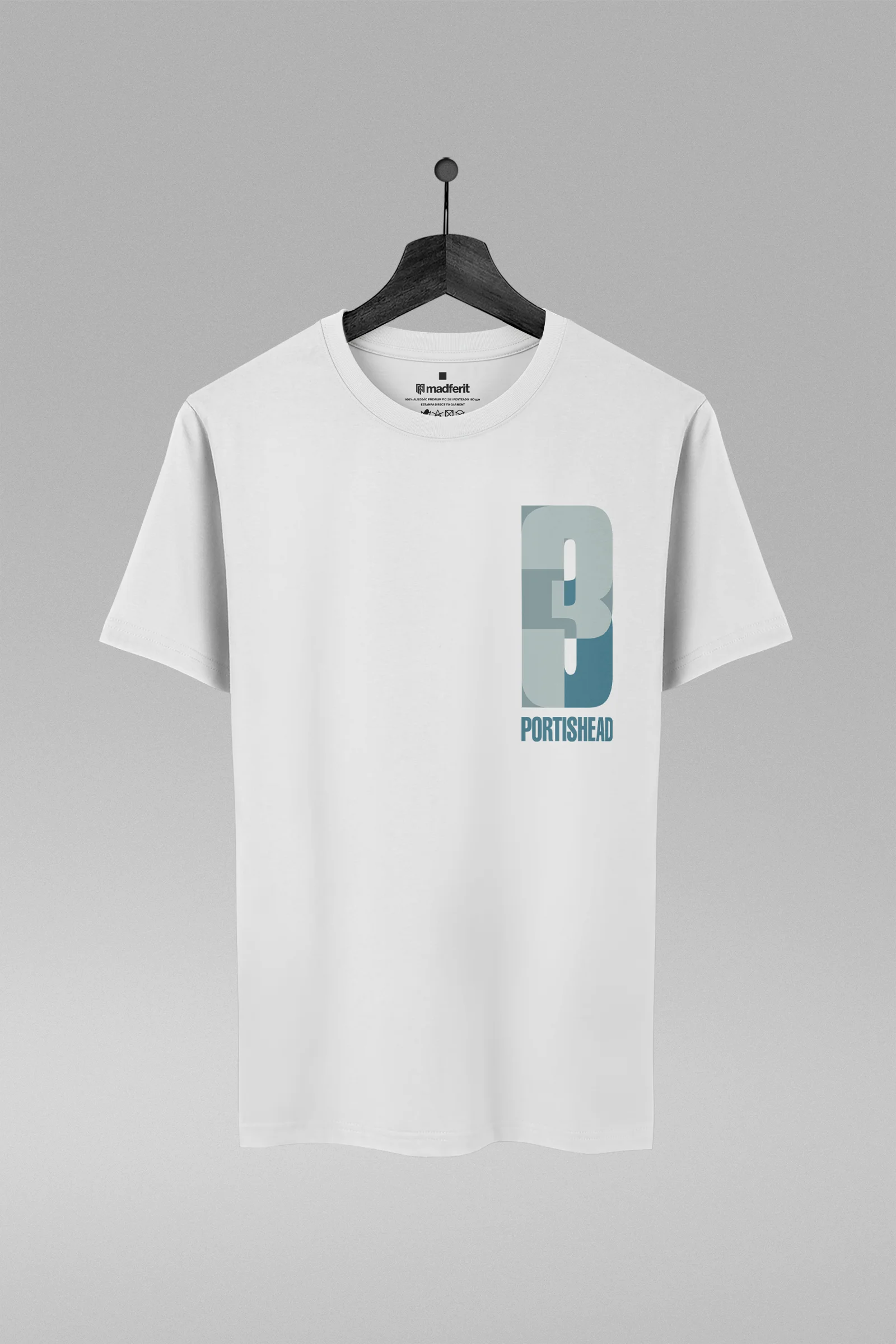 Camiseta branca com estampa da banda Portishead