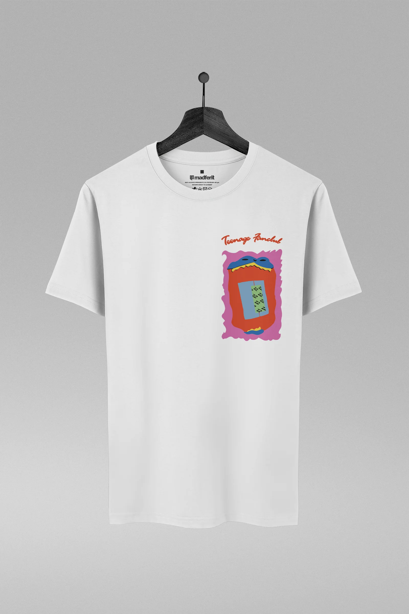 Camiseta branca com estampa da banda Teenage Fanclub