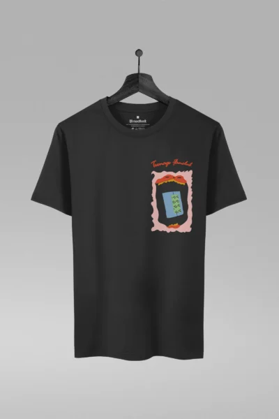 Camiseta preta com estampa da banda Teenage Fanclub