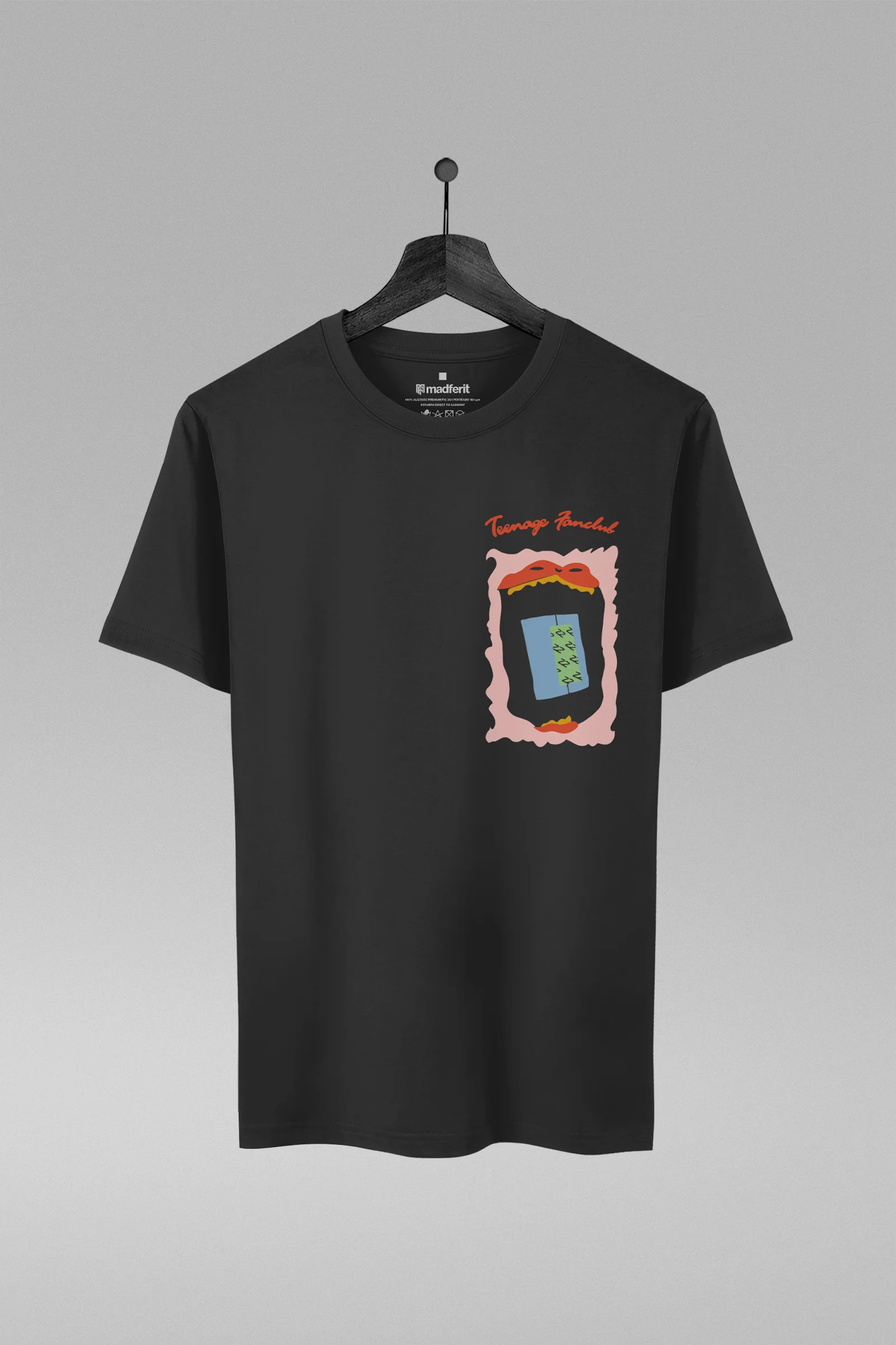 Camiseta preta com estampa da banda Teenage Fanclub