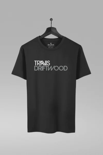 Camiseta preta com estampa da banda Travis