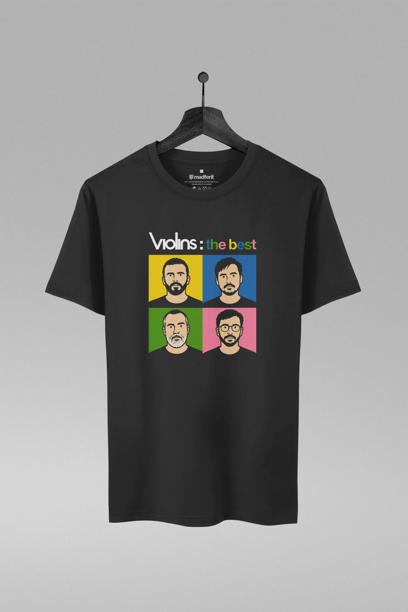 Camiseta preta com estampa da banda Violins